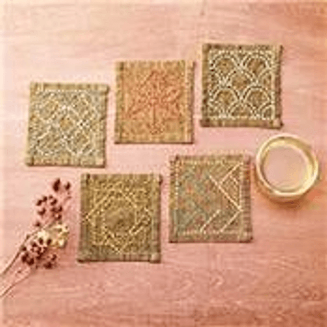 KIT OLYMPUS SASHIKO- LOTS DE 5 CARRES TSUMUGI A BRODER 